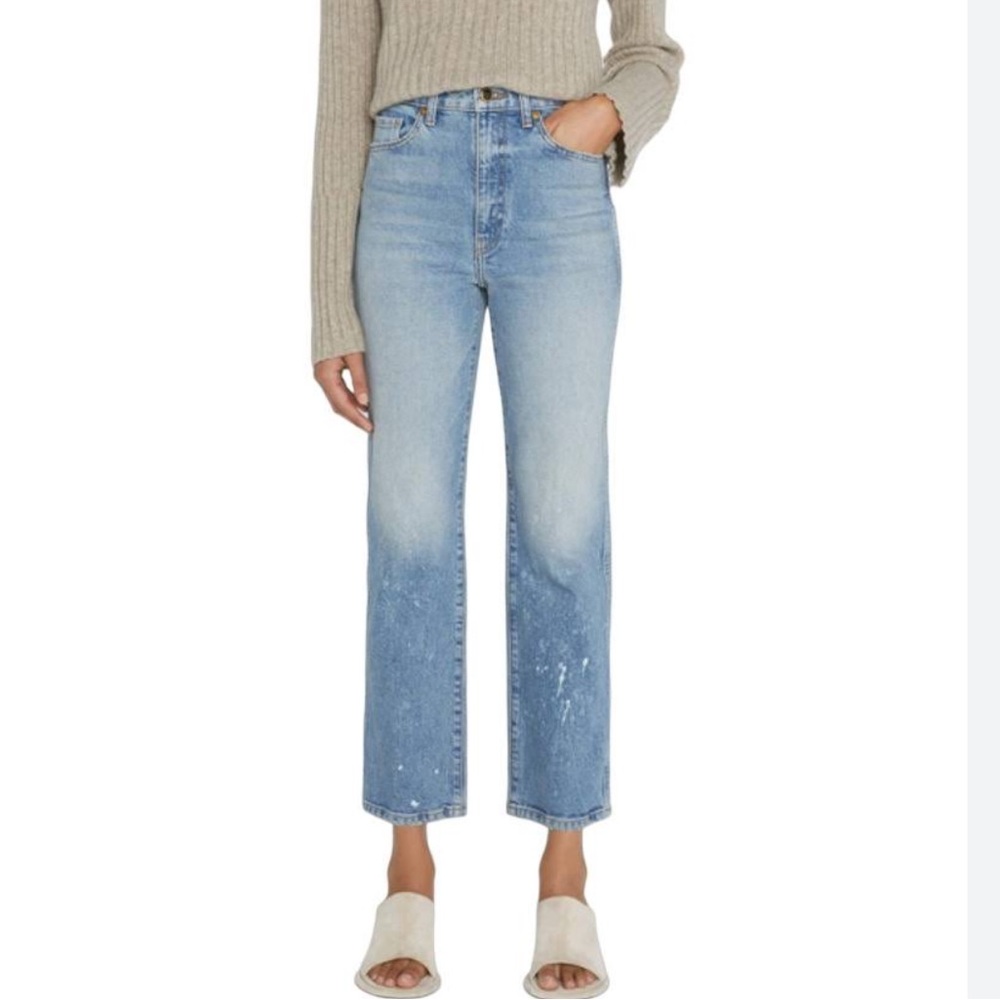 NEW Khaite Abigail Splatter Straight leg ankle jeans